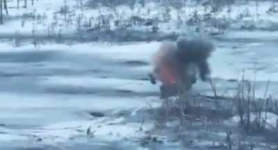 Russian Troop Transport Hit By A Javelin.