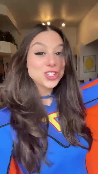 Kira wearing Thunderman costume | IG 5/16/24