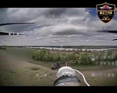 Ukrainian Minesweeping excavator being hit by an FPV drone 