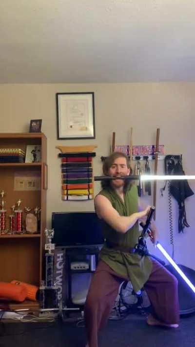 Shaggy wielder of the three lightsabers