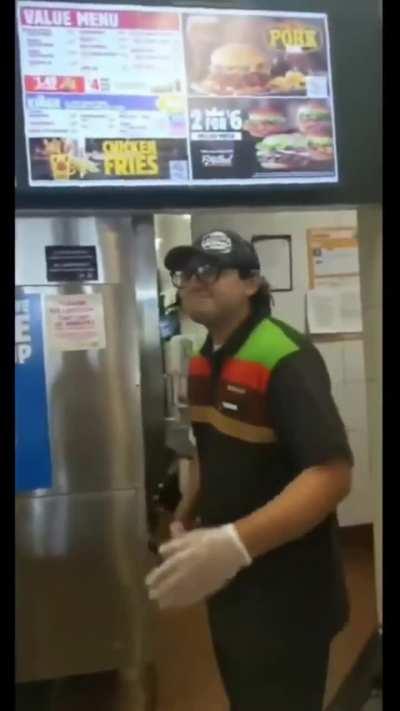 Grown man freaks out over Burger King chicken