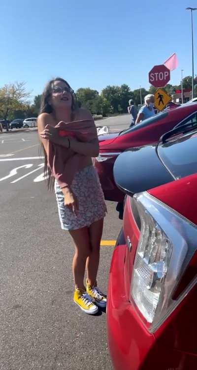 Trying to get fucked in the parking lot by a random