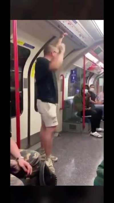 racist man yells in metro and get knocked out