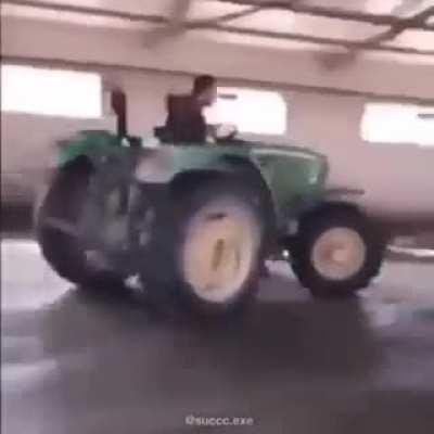 Dubs drifting the Top-Gear tractor