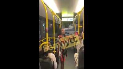 Woman rants on a bus in Uppsala, Sweden