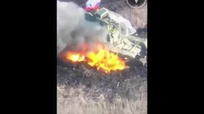 Russian tank with a rag burns beautifully after it exploded on a mine, Avdiivka. Footage by 'Strike Drones Company' of the 47th Mechanized Brigade