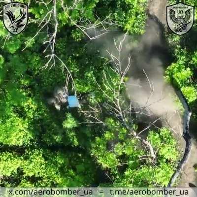 Ukrainian 30th Mechanized Brigade’s “Aerobomber” / “Angry Peregrines” drone team used munition drops to scare off Russian infantry in positions in a tree lines. July 6, 2024