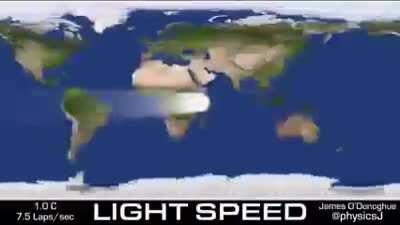 The real speed of Light, visualized on a world map.