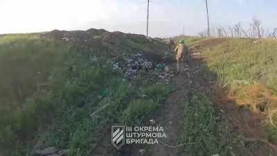 Ukraine's 3rd Assault Brigade conducts local Counter-Offensive against Russian infantry and vehicles. Near Bakhmut, Early May 2023.