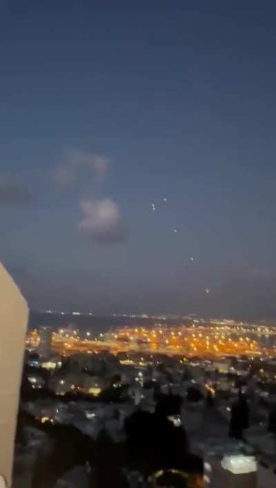 Iron dome interception over Haifa north israel.