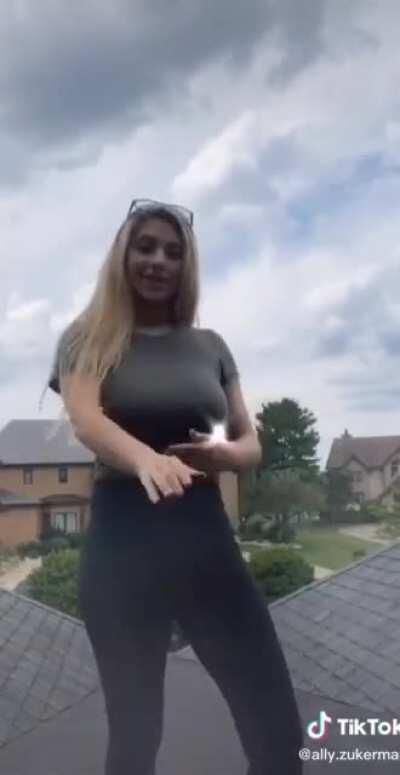 You look out your window.. and see your 18yr old neighbor standing on her roof shaking her big tittys.. wyd?