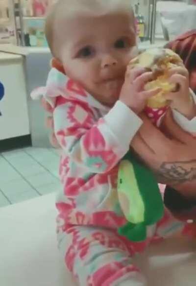 Baby's first taste of ice cream