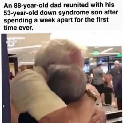 This 88 year-old father had been apart from his 53 year-old son with down syndrome for the first time in his life.