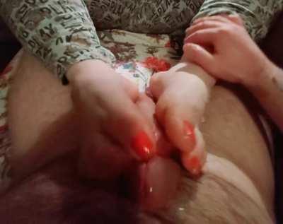 Wife’s little toes vs my fat cock