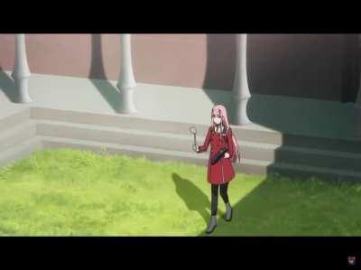 Zero two hitting a pan but it’s the mini channel theme