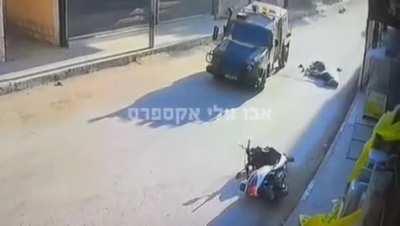 IDF jeep eliminates two Jenin gunmen Issa al-Jalad and Ibrahim al-Saadi riding a motorcycle.