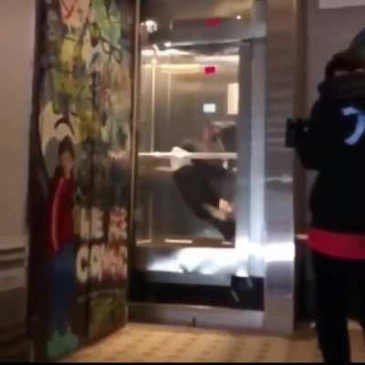 HMFT after I backflip in this tiny elevator