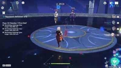 Spin2win C6 Sayu main DPS clears abyss 12-1-1 in 48 seconds (supports have no gear)