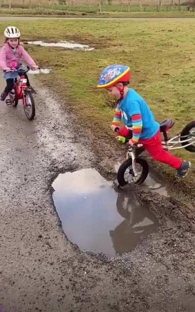 Just a normal day filming the kids riding their bicycles