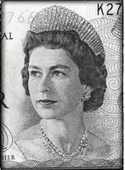 Timelapse of Queen Elisabeth's face on bank notes since 1935