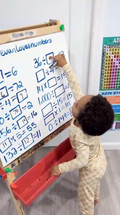 2 years old genius solving missing number equations