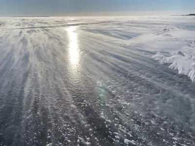 Marking lake trails on the ice