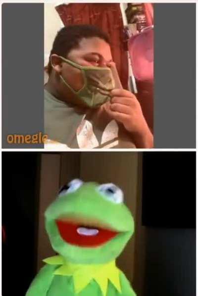 Kermit almost breaks character by a laugh (Credit to Maxamili on YouTube)