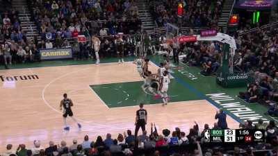 [Highlight] Giannis with the spinning, no-look behind-the-back pass to Bobby who drains the 3 in the blowout against the Celtics
