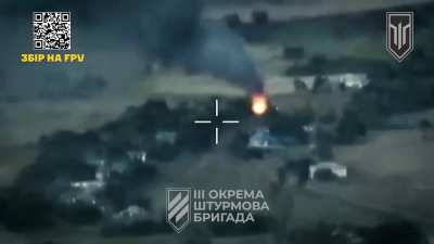 Ukrainian drone operators of the 3rd Assault Brigade destroyed a Russian car loaded with ammunition and other supplies. Kharkiv region - September 2024