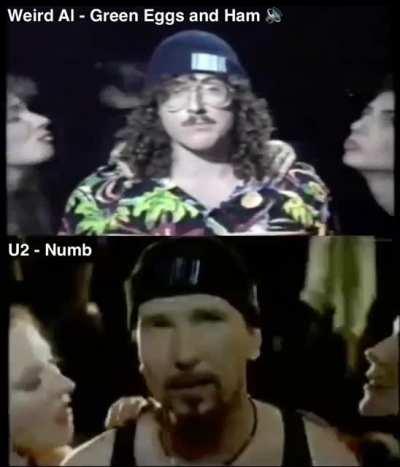 Weird Al vs U2: Green Eggs and Ham (from Al Music) compared with Numb