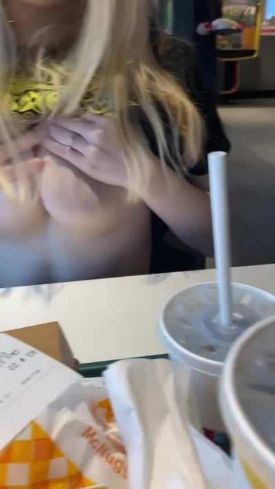 Getting risky at Macdonalds, what would you do if you caught me?👻 [sara_x70807]