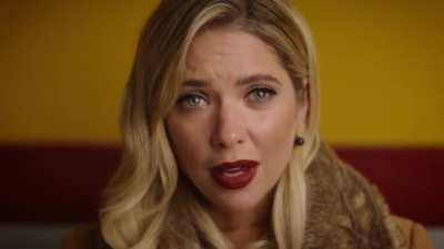 Ashley Benson wearing red lipstick in Private Property (2022)