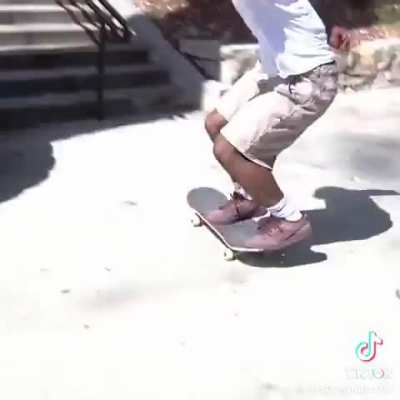 Grinding UP a rail on a set of stairs