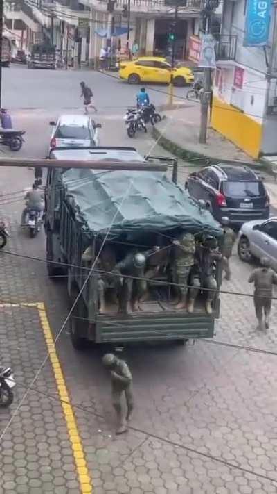 Ecuador's Armed Forces patrol the country's streets after declaring war on cartels. Narco-terrorists are attacking schools, TV networks, subways and police battalions - State of Emergency declared in the country.