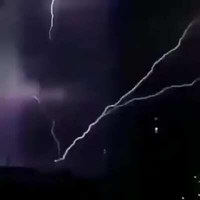 Ascending lightning over Istanbul