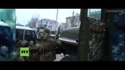 Urban fighting during Chechen raid on russian-occupied Grozny on 4 December 2014