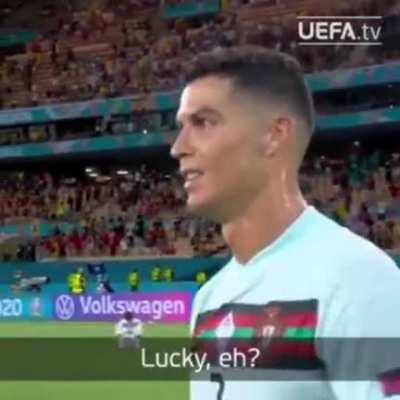 [VIDEO] Cristiano to Courtois: &quot;Lucky, Eh? - The ball didn't want to go in today&quot;