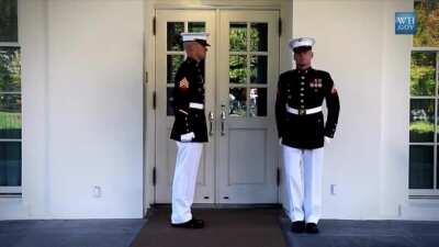 US Marine sentries changing shifts at the White House