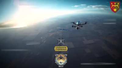 Two ukranian FPV-anti-air-drone pilots fighting for one russian recon drone