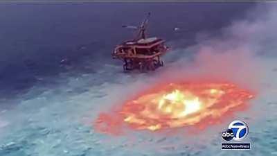 Ocean on Fire in Gulf of Mexico after Gas Pipeline Rupture