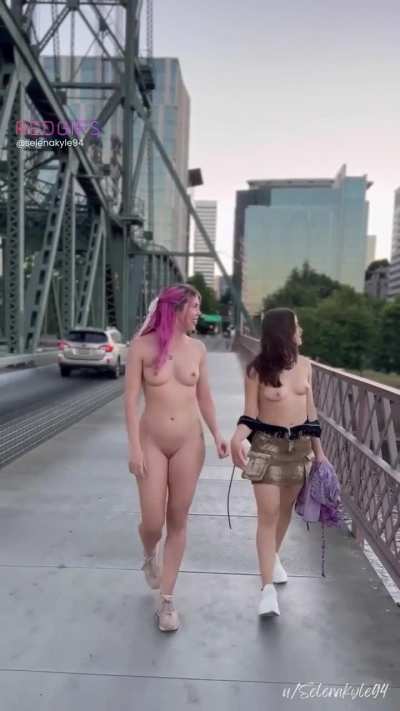 We got Dared to Walk through the Bridge in Various States of Undress (F)