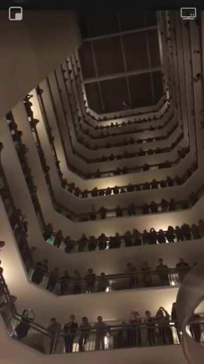 Colorado All State mixed choir singing Josu Elberdin - &quot;Ubi Caritas et Amor&quot; from a hotel balcony