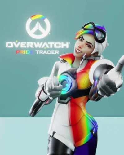 Hi! I did a Tracer recolor skin concept! Happy to share a skin with a good and important message 🌈🥰