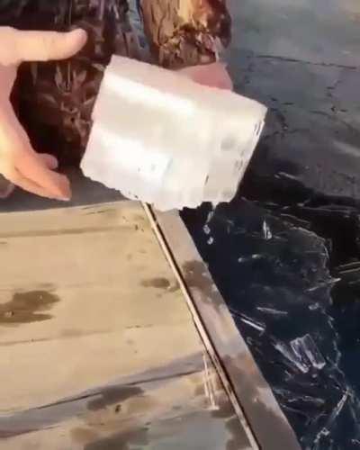 Removing ice from water