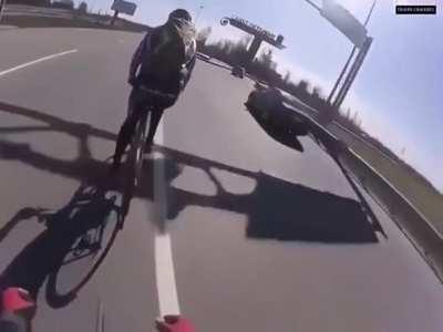 WCGW riding a bike on the highway