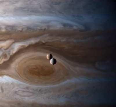 Timelapse of Europa and lo orbiting Jupiter captured by Cassini probe