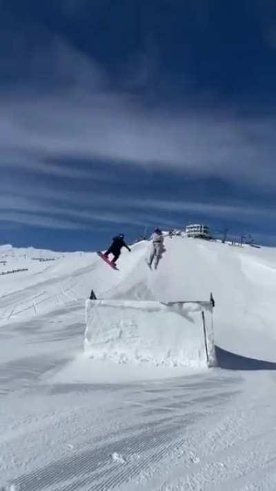 Swordfighting while snowboarding