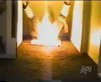 Man farts, and lights himself on fire.