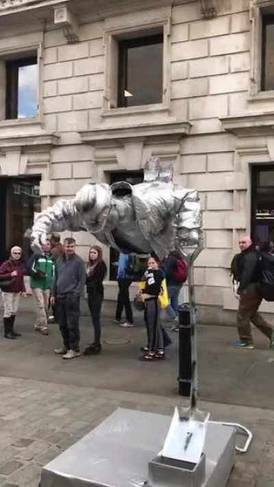 Anti gravity statue man in Italy