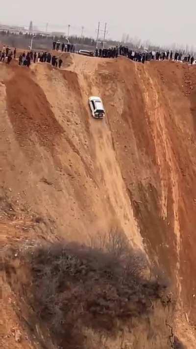 Driving up a steep slope